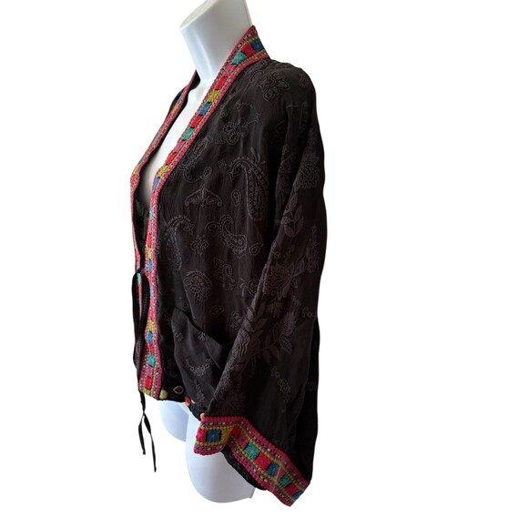 Johnny Was Star Danica Short Kimono Large Black Print Embroidered Jacket $388 - Picture 4 of 13